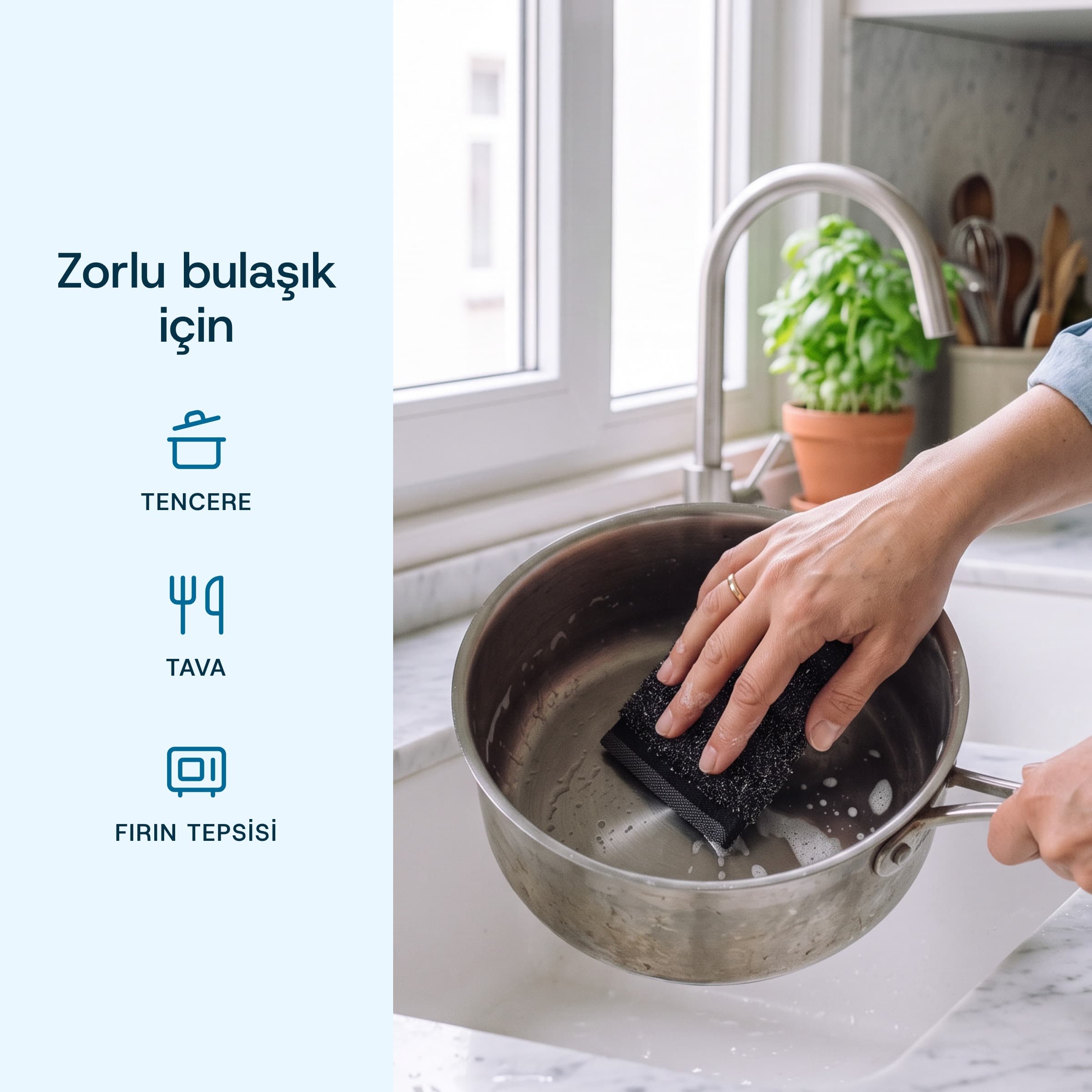 2'li Paslanmaz Telli Bulaşık Süngeri kullanırken