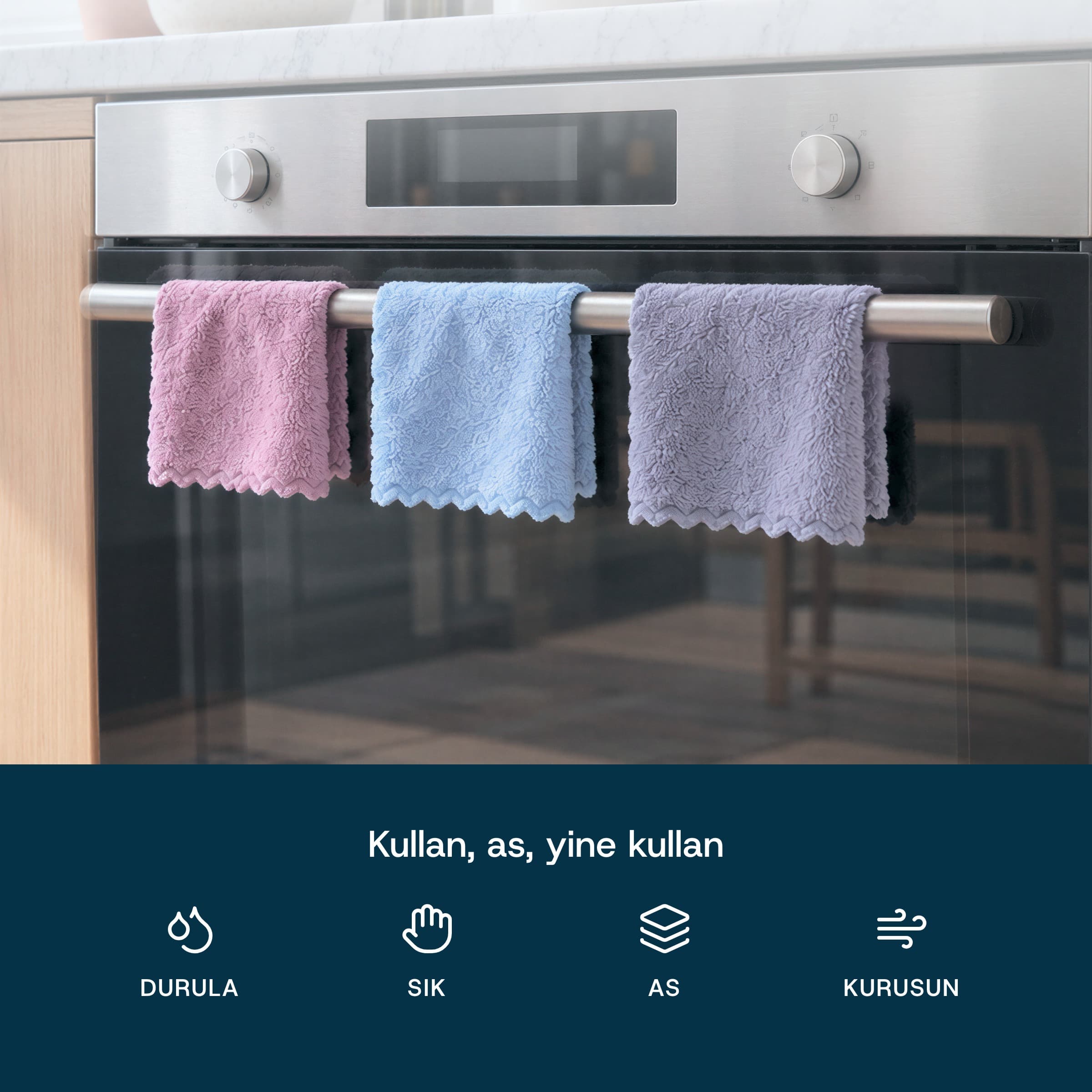 3'lü Mutfak Temizlik Bezi bakımı
