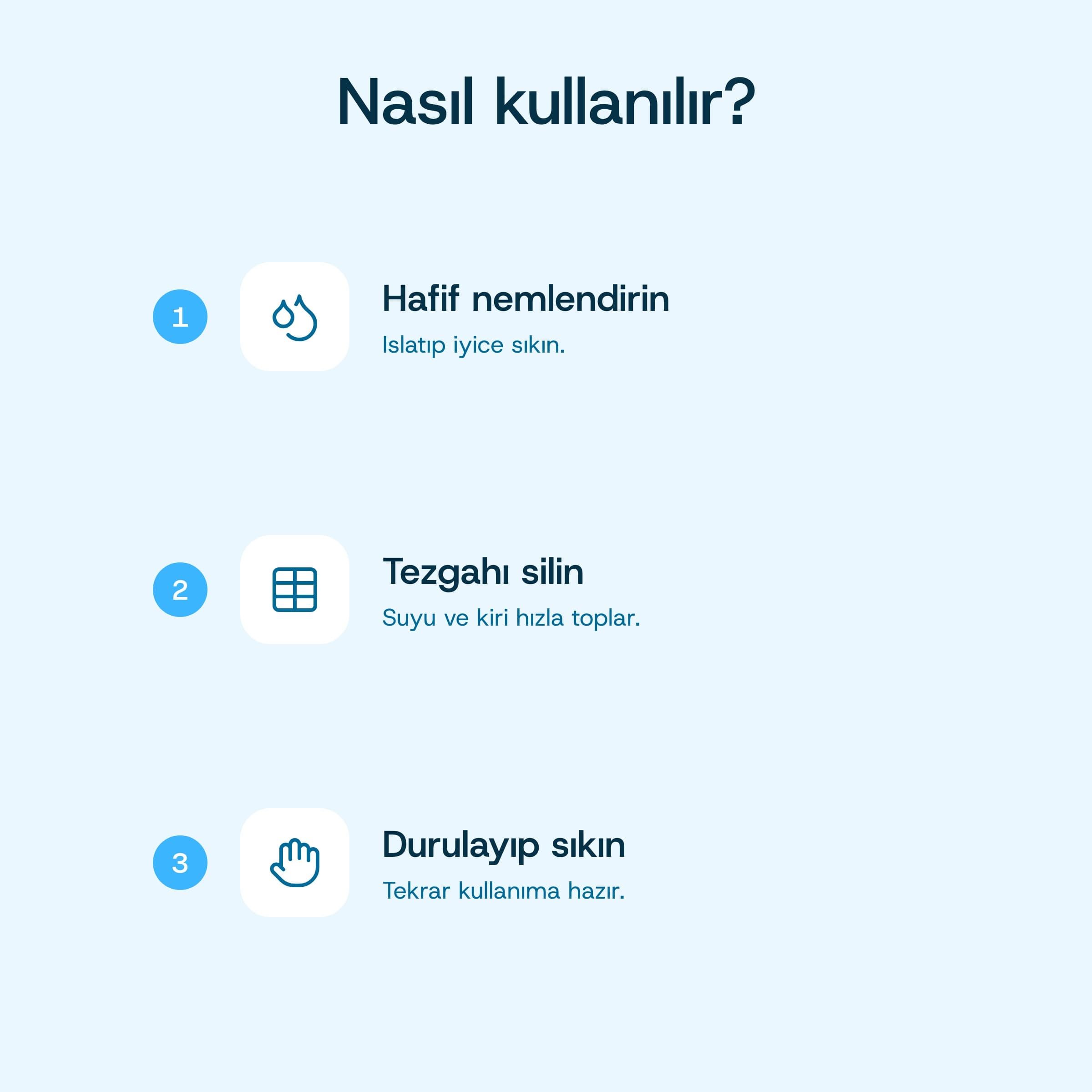 3'lü Mutfak Temizlik Bezi kullanım kılavuzu